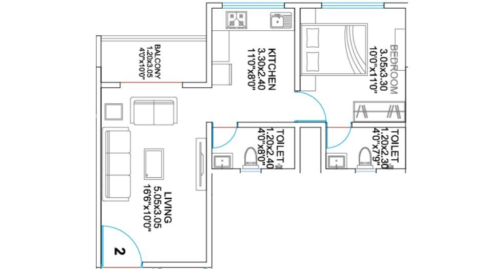 Balaji-Oriana-World-Floor-Plan-1 BHK-480 SQFT
